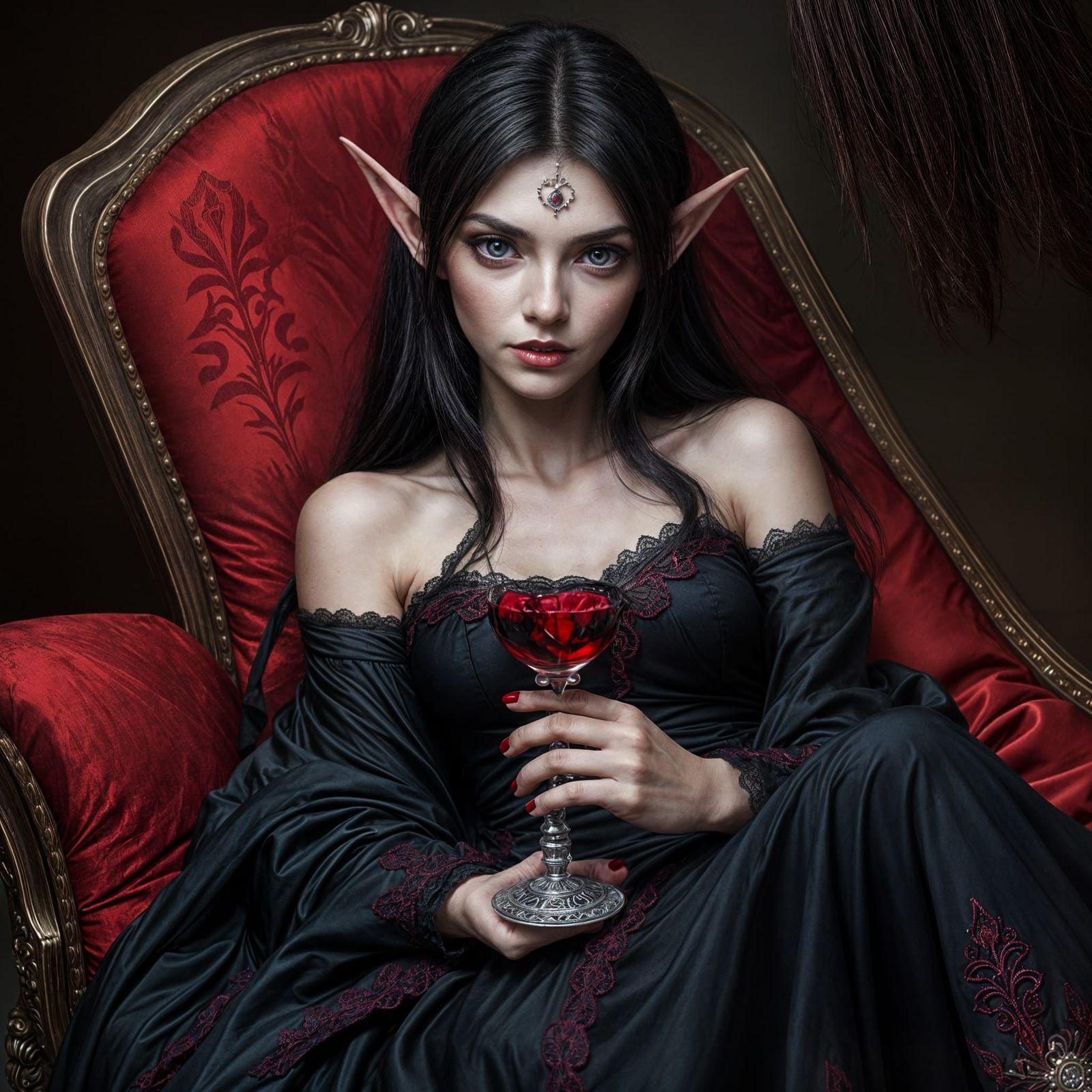 Ethereal Vampire Queen in Hyperrealistic Portrait