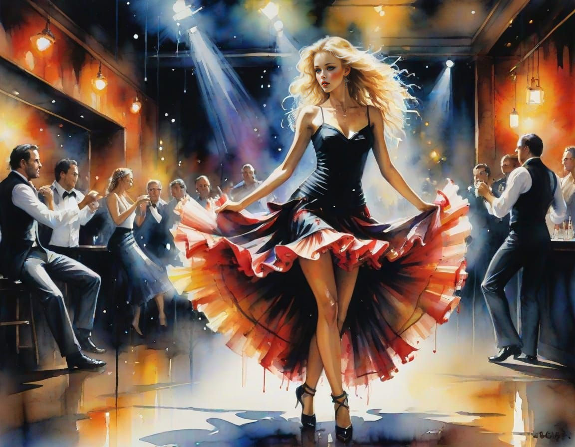 Blond Flamenco Dancer in Dynamic Impressionistic Style