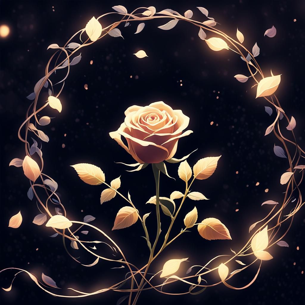 Ethereal Rose with Vines in Anime Style