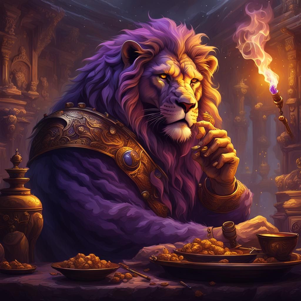 Lion Man Smoking: Dark Fantasy Concept Art