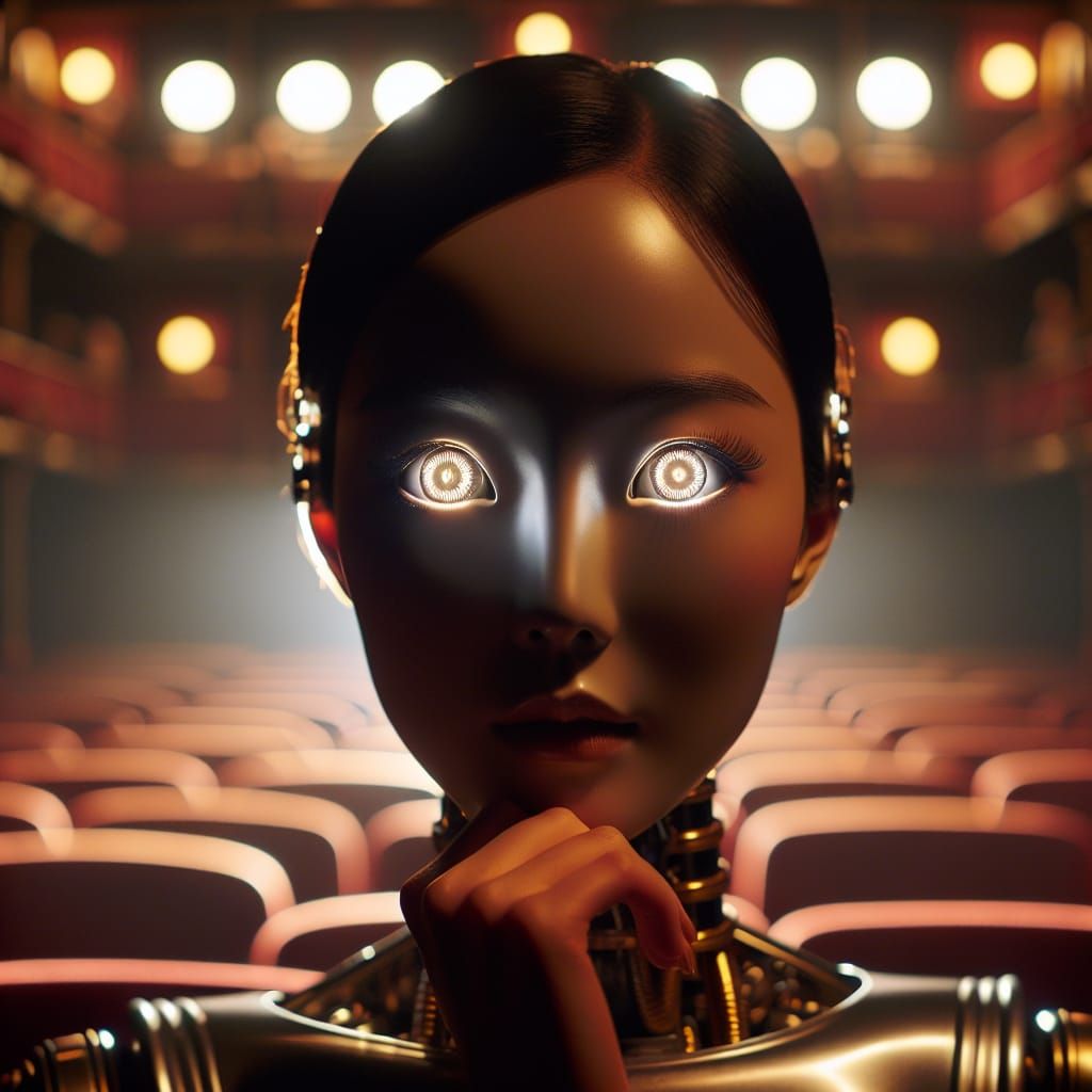 Futuristic Robot Hypnotist on Stage