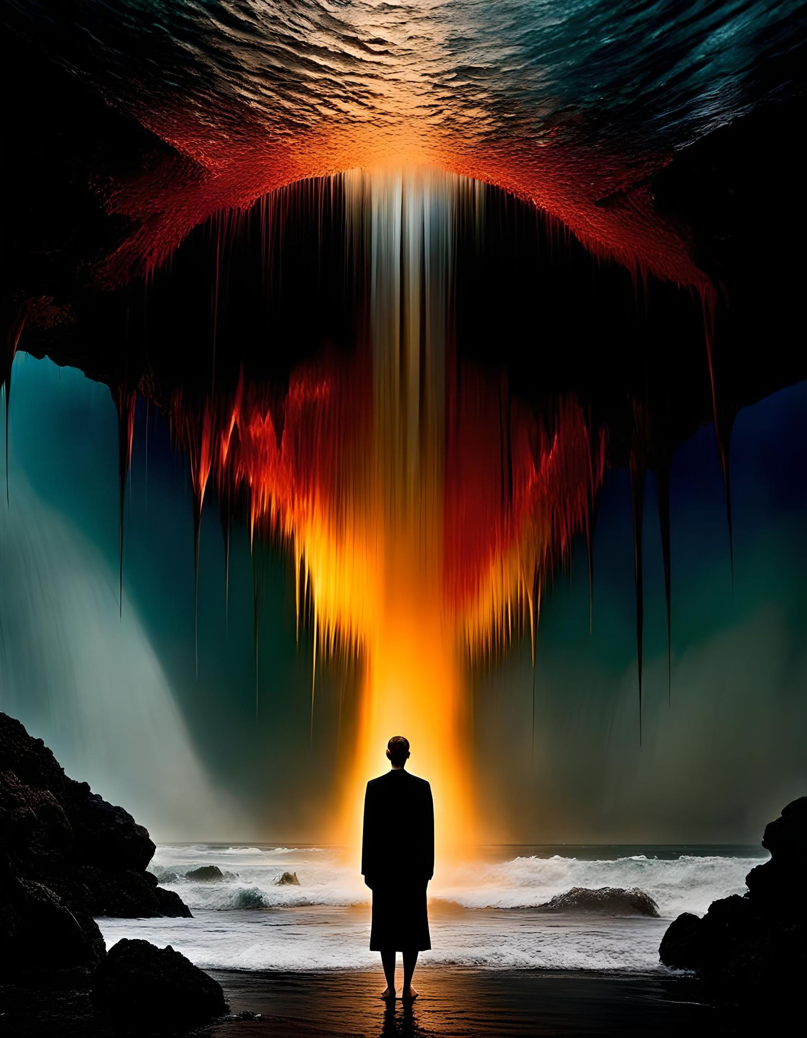 Surreal Antigravity Flame Droplet Pinhole Image