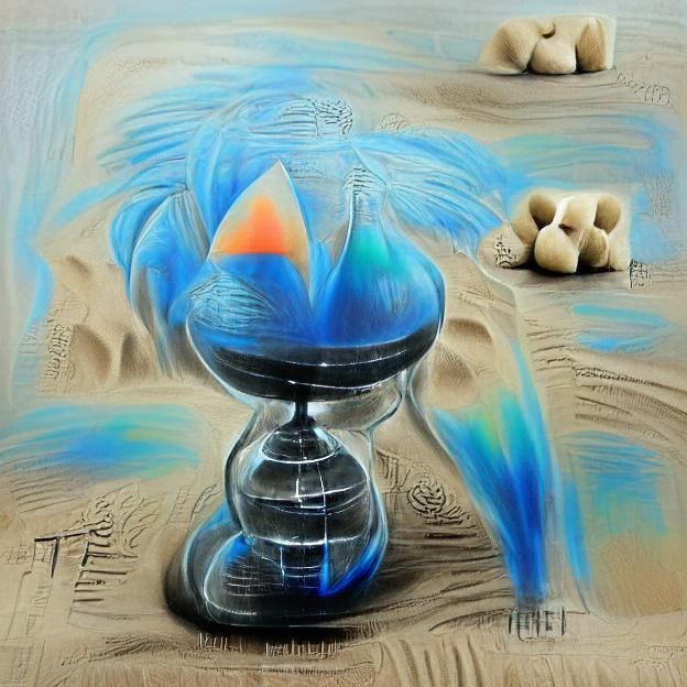 Abstract Blue Sand Timer Chalk Art