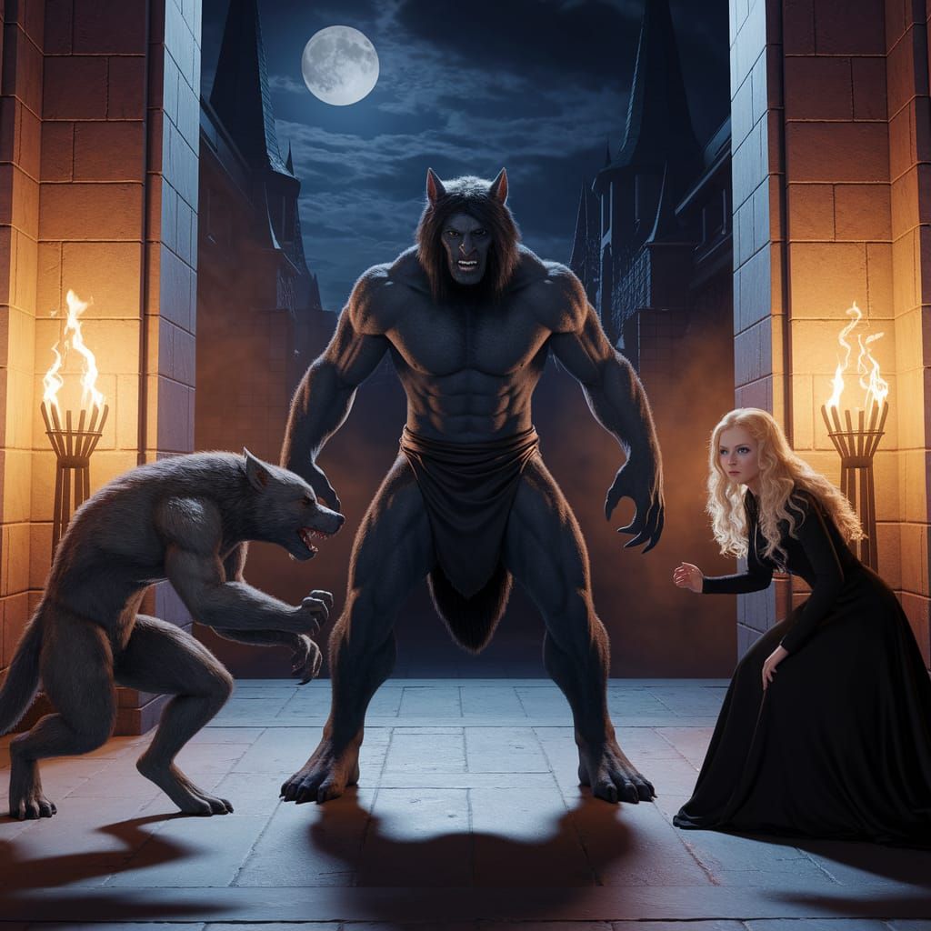 Dark Lycan Protects Castle from Werewolf and Vampire in Moon...