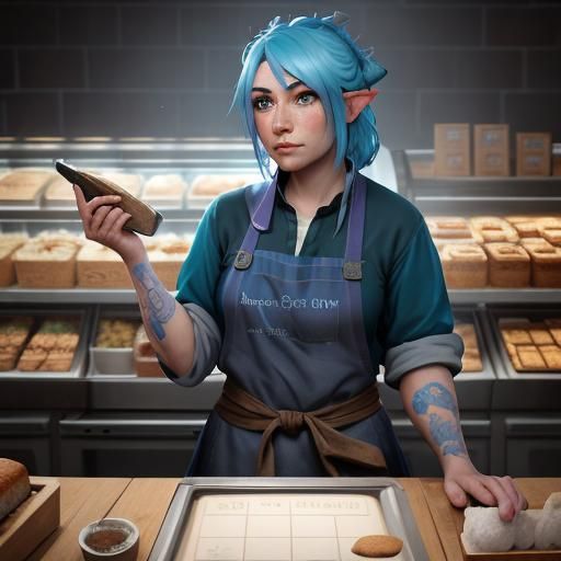 Attractive Gnome Baker in Hyperdetailed Digital Art