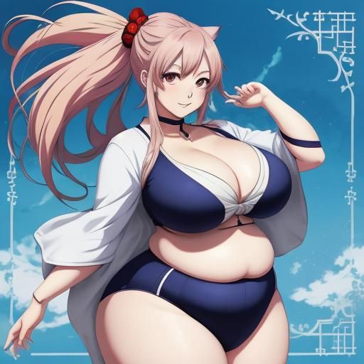 Curvy Anime Girl in Key Visual Style