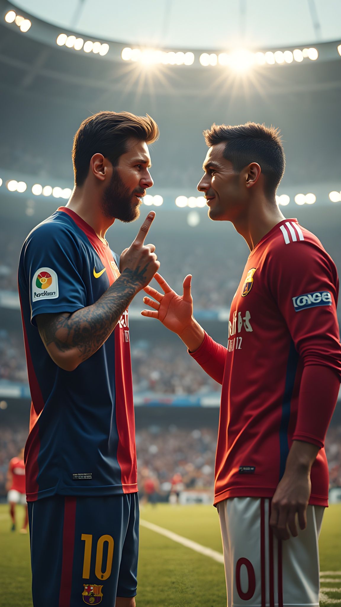 Messi and Ronaldo Argue: A Detailed Matte Painting