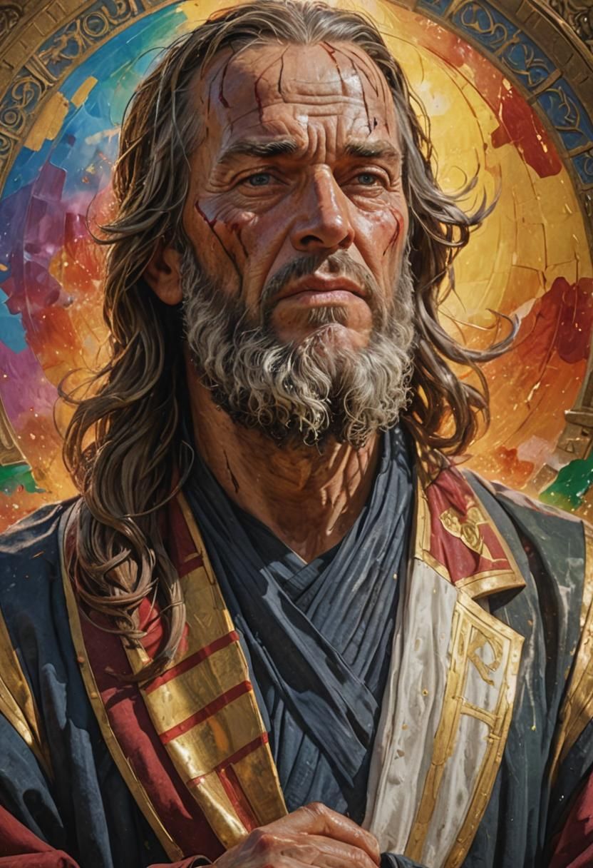 Apostle John Portrait in Splash Art Style