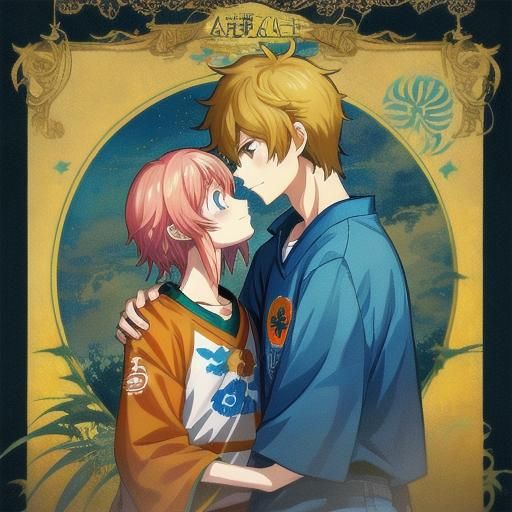 Percy Jackson and Annabeth Kiss in Anime Style