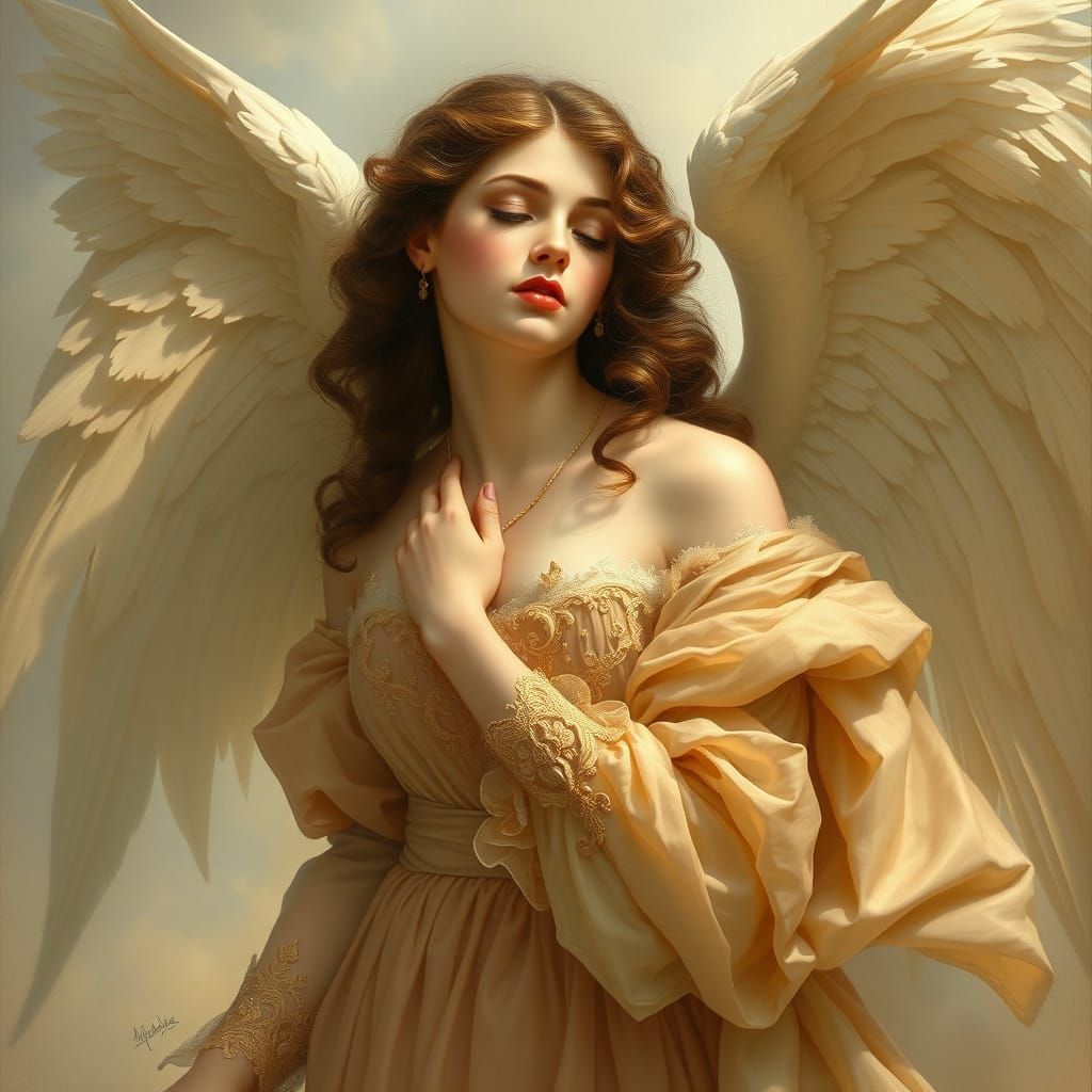 Dreamy Victorian Angel in Poetic Realism Style