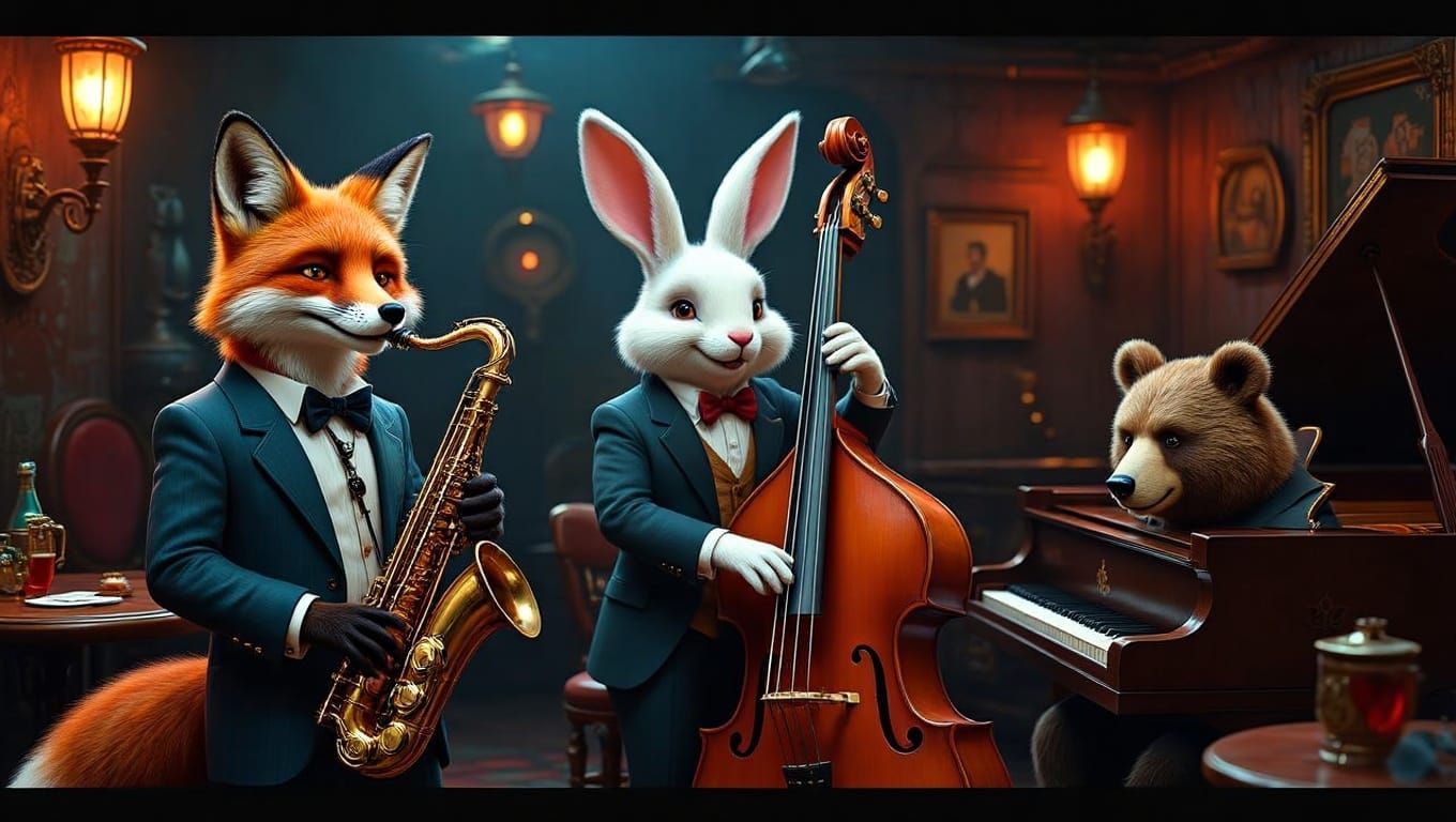 Whimsical Jazz Gathering in a Tim Burton-Inspired Speakeasy