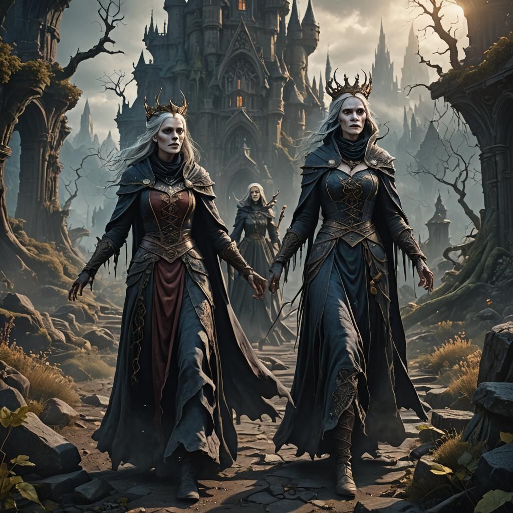 Fantastical Three Sisters in Detailed Matte Painting