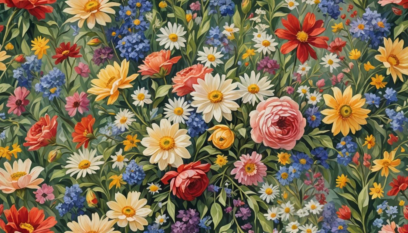 Impressionist Gouache Flower Arrangement Masterpiece