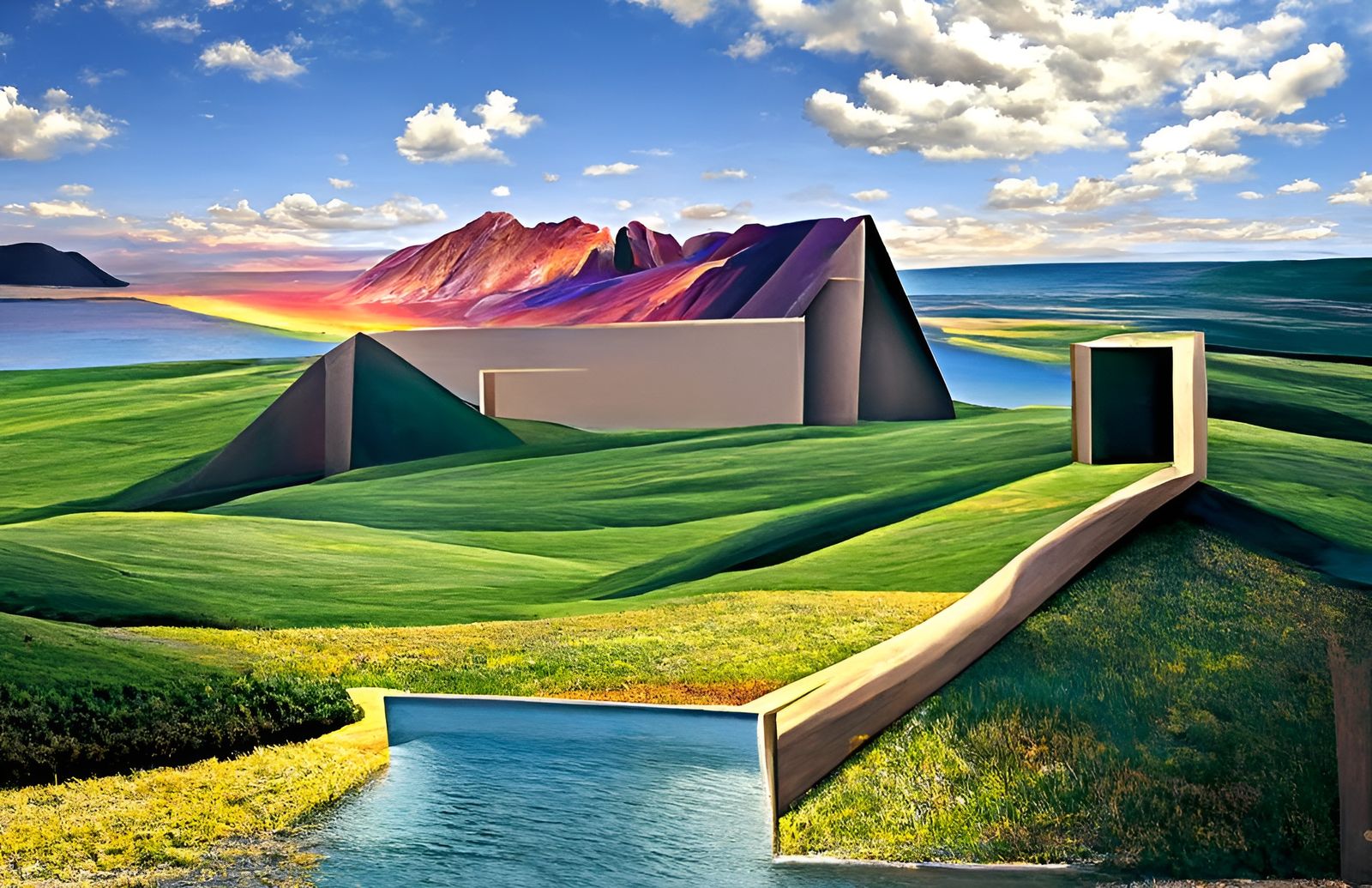 Surreal Landscape Vista in Colorful Psychedelic Style