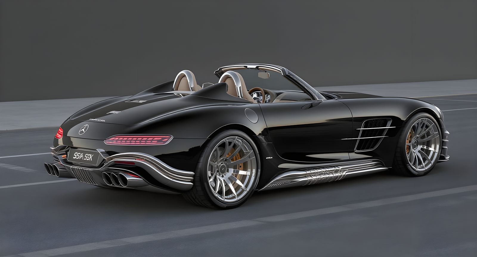 Futuristic Mercedes Benz SSK Roadster Concept in 3D