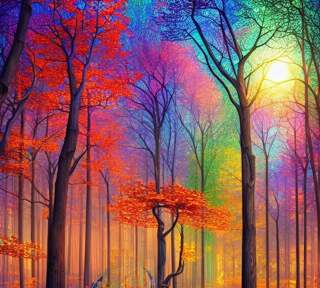 Stained Glass Forest: A Hyperdetailed Digital Landscape