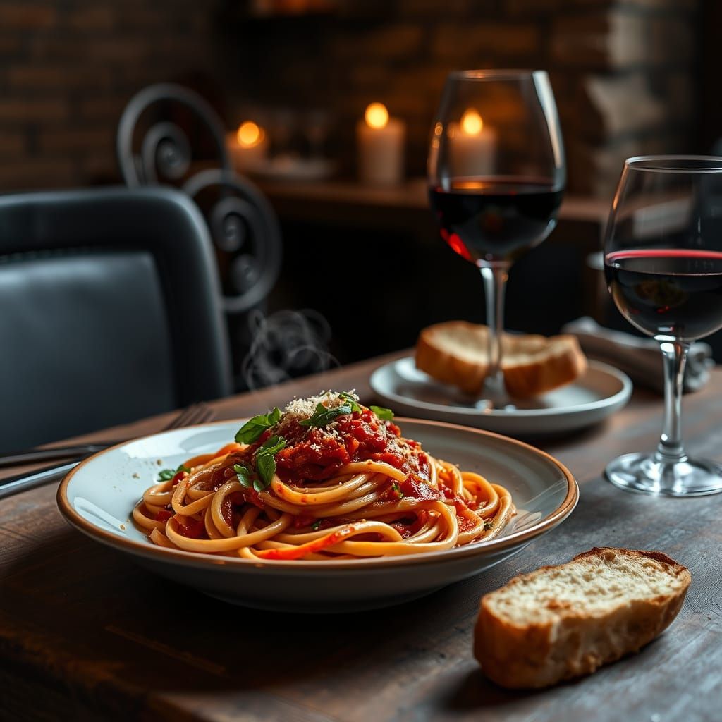 Spaghetti Still Life in the Style of Caravaggio