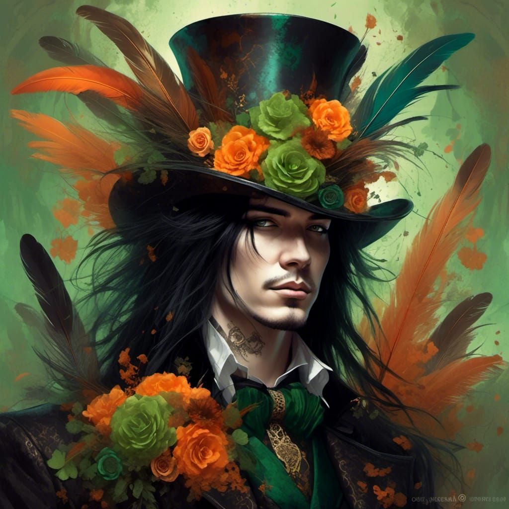 Gothic Man with Florals and Top Hat