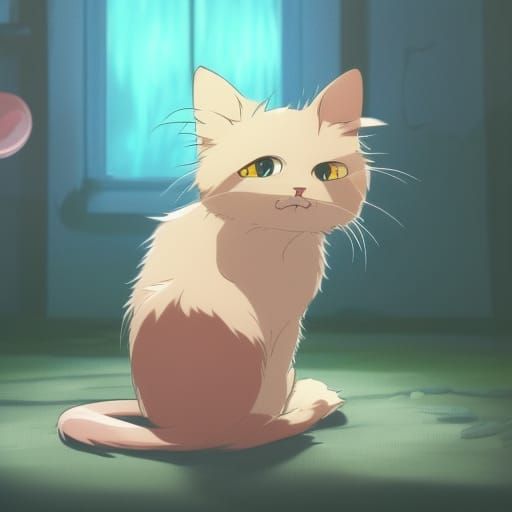 Cute Chibi Cat in Tutu: Ghibli-Style Anime