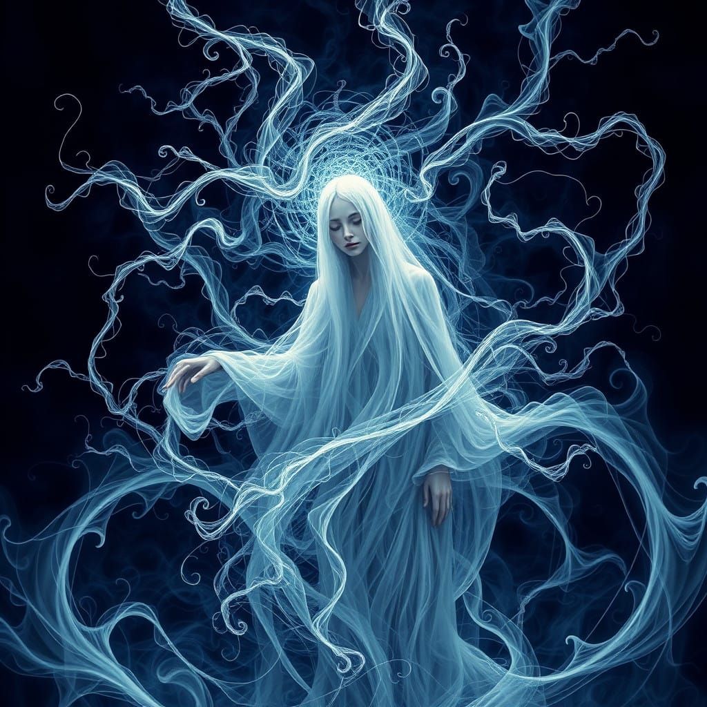 Ethereal Figure in a Swirling Vortex of Melancholy