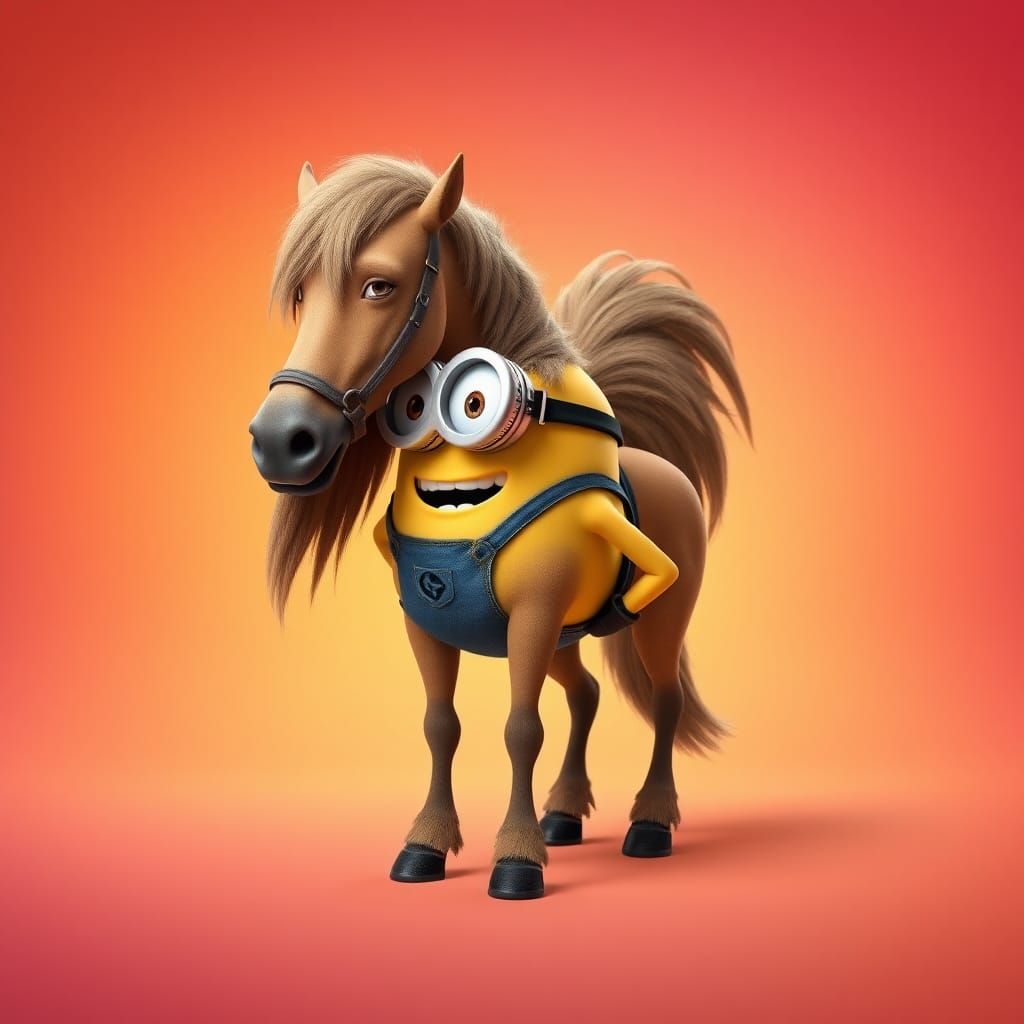 a hairy centaur with a Pixar minion torso. Half minion half ...