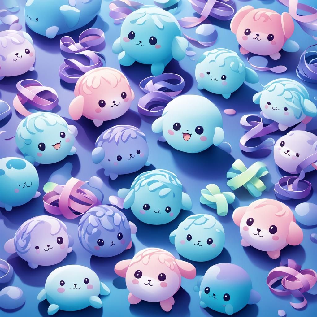 Anime Illustration of Mochi with Autism Awareness Ribbons