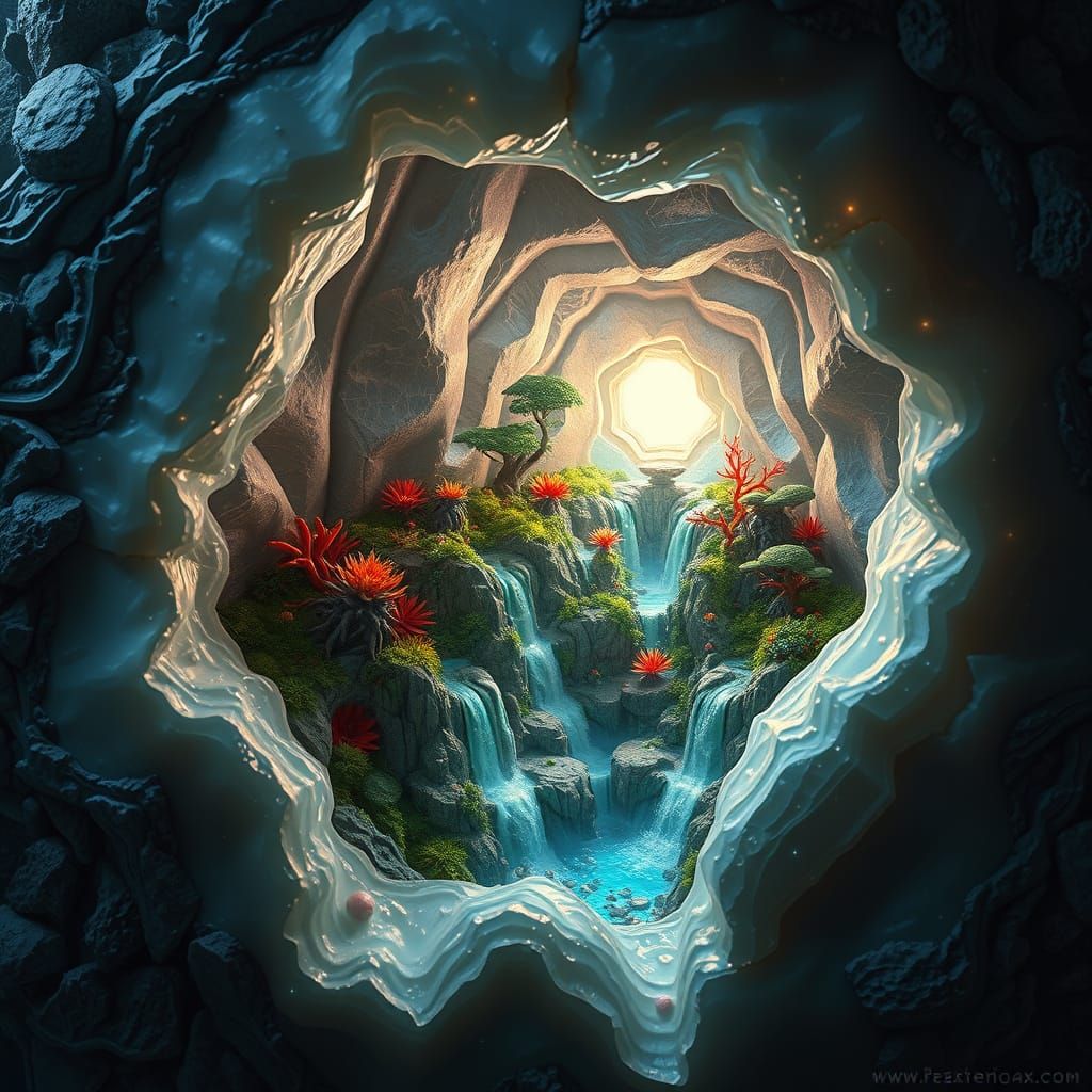 Crystalline Geode Reveals Hidden Ecosystem in Hyperrealistic...