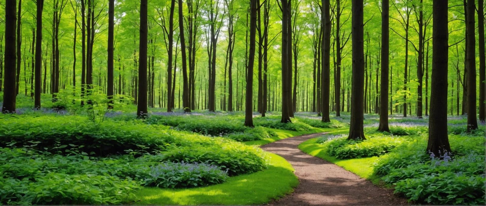 Tranquil Green Nature Scene with Vibrant Forests
