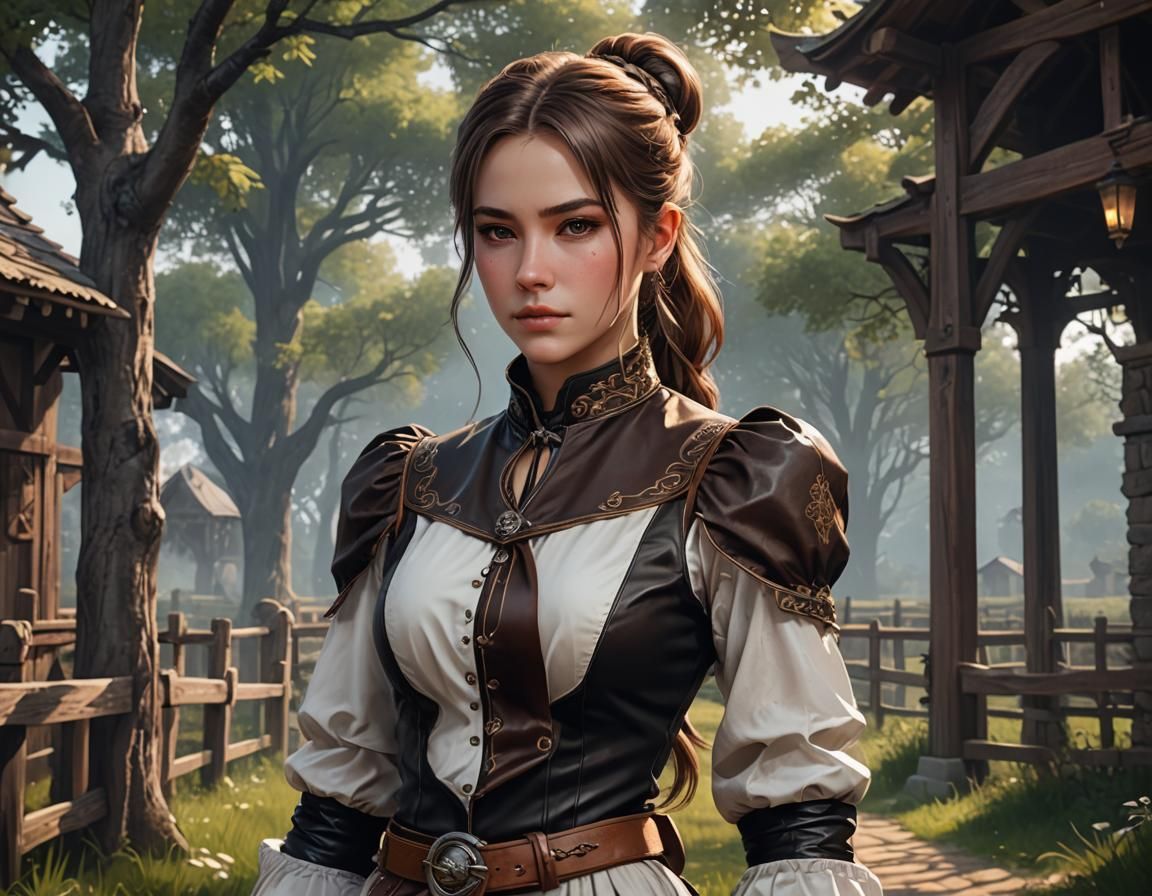 Victorian Gothic Woman in Anime Style