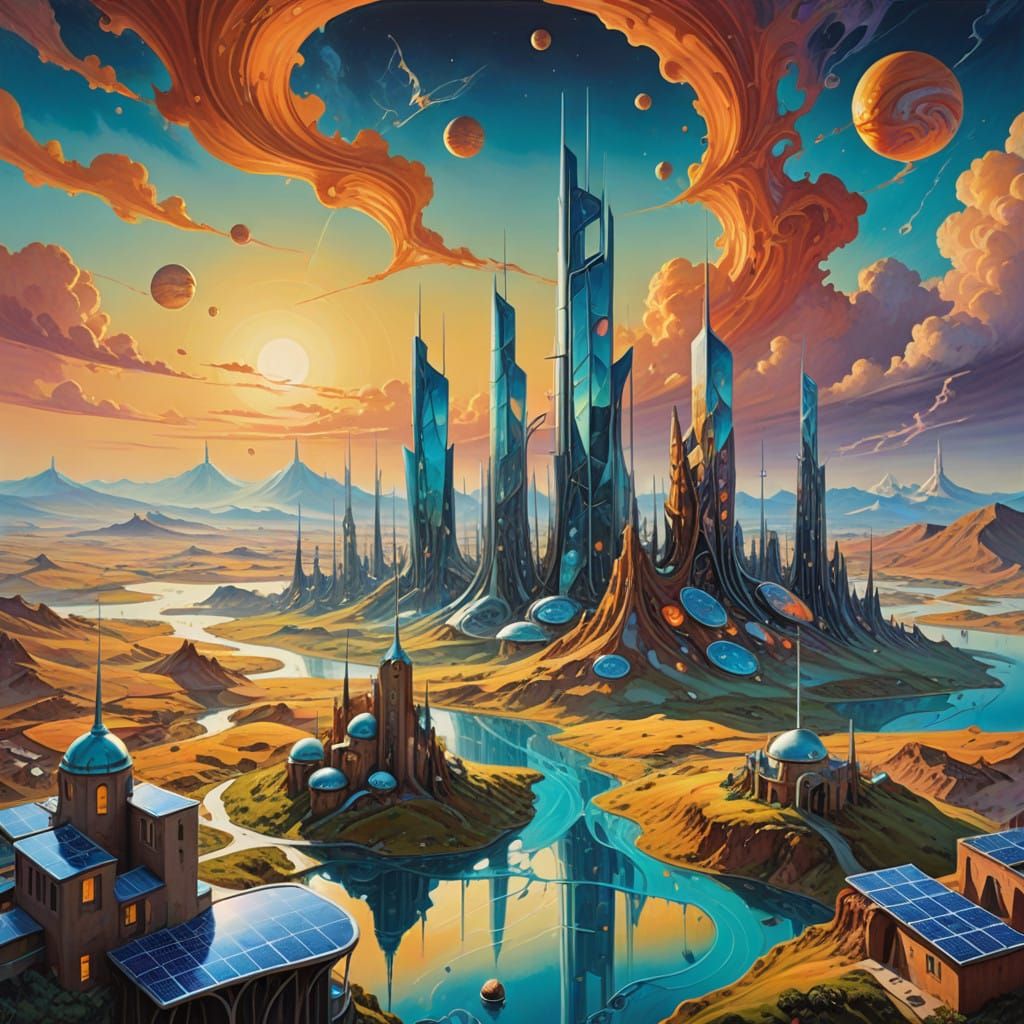Surreal Solarpunk Metropolis