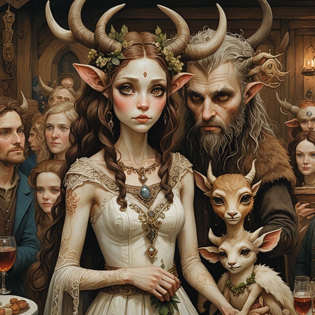 Faun with the bride at the Viking Faun wedding ceremony