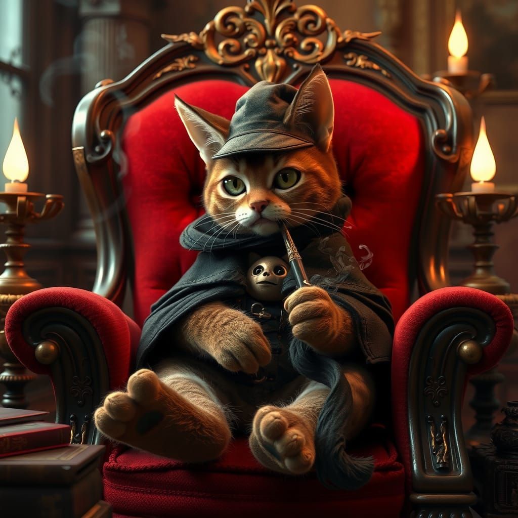 Whimsical Feline Detective in 3D Anime Art
