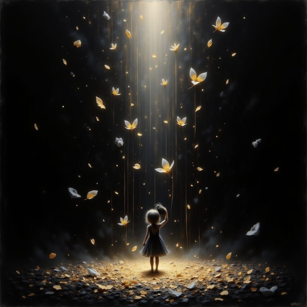 Glowing Petals with Gold Magic