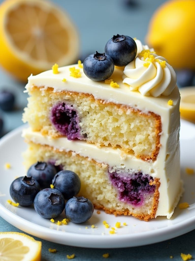 Delicious Lemon Blueberry Cake with Buttercream Frosting