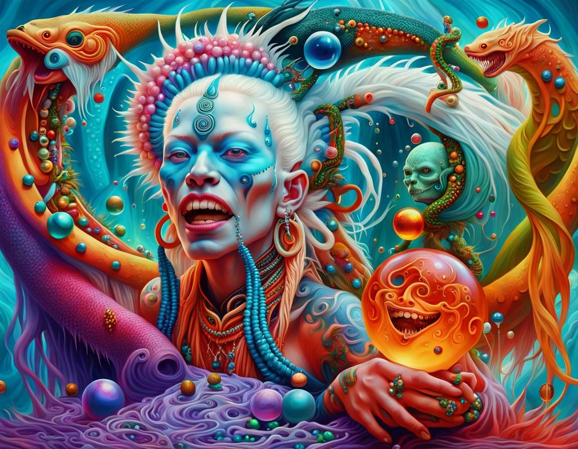 Surreal Shaman's Ayahuasca Dreamscape: Digital Oil Painting