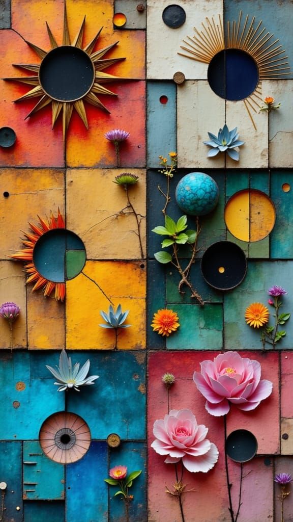 Surreal Yin Yang Maze Flower Landscape