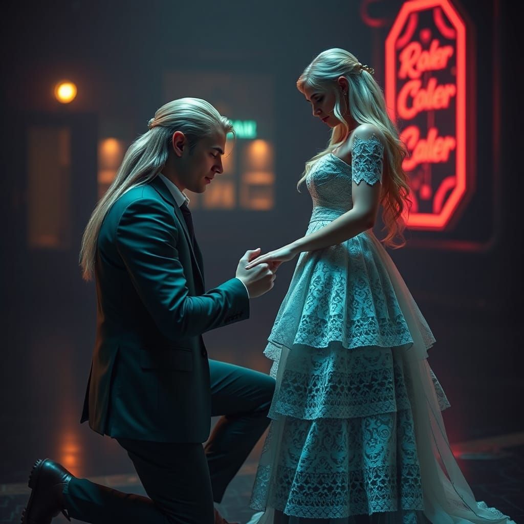 Elven Proposal in Cyberpunk City