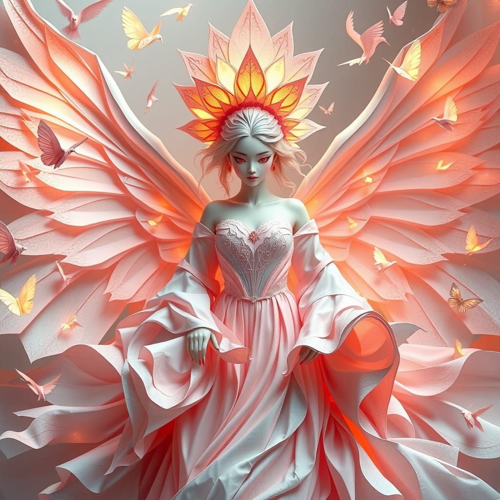 Enchanted Paper Origami Empress Illustration