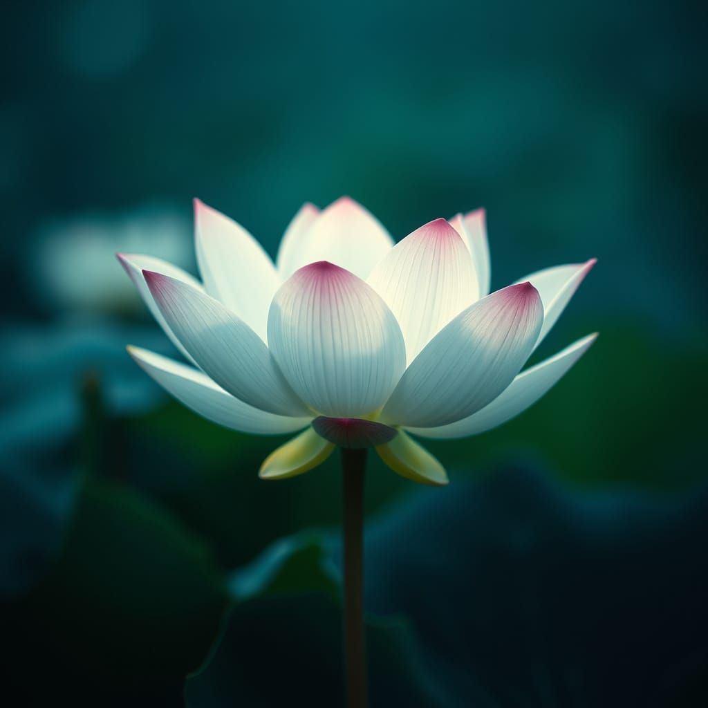 Ethereal White Lotus in Cinematic 35mm Style