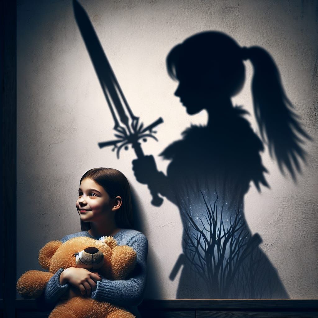 An Adventurous Shadow Unfolds with Joyful Girl