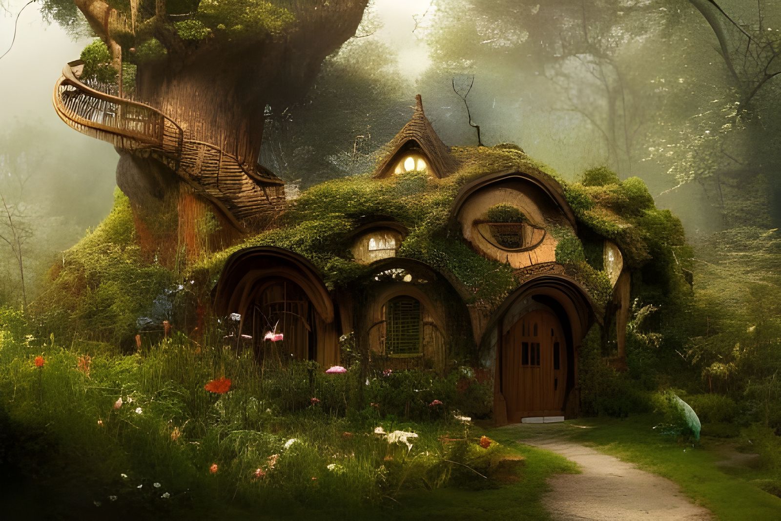 Enchanted Hobbit Treehouse in Magic Garden