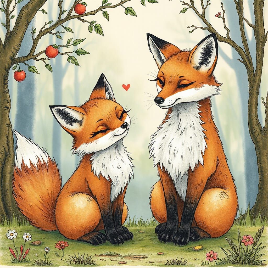 Whimsical Woodland Foxes Flirt in a Beatrix Potter-Inspired ...