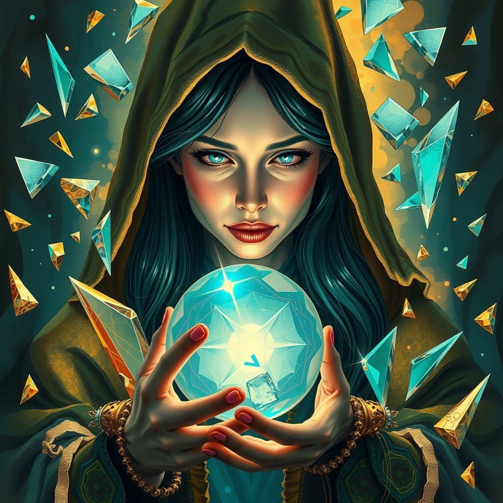 Mystical Fortune Teller in Cubist Style