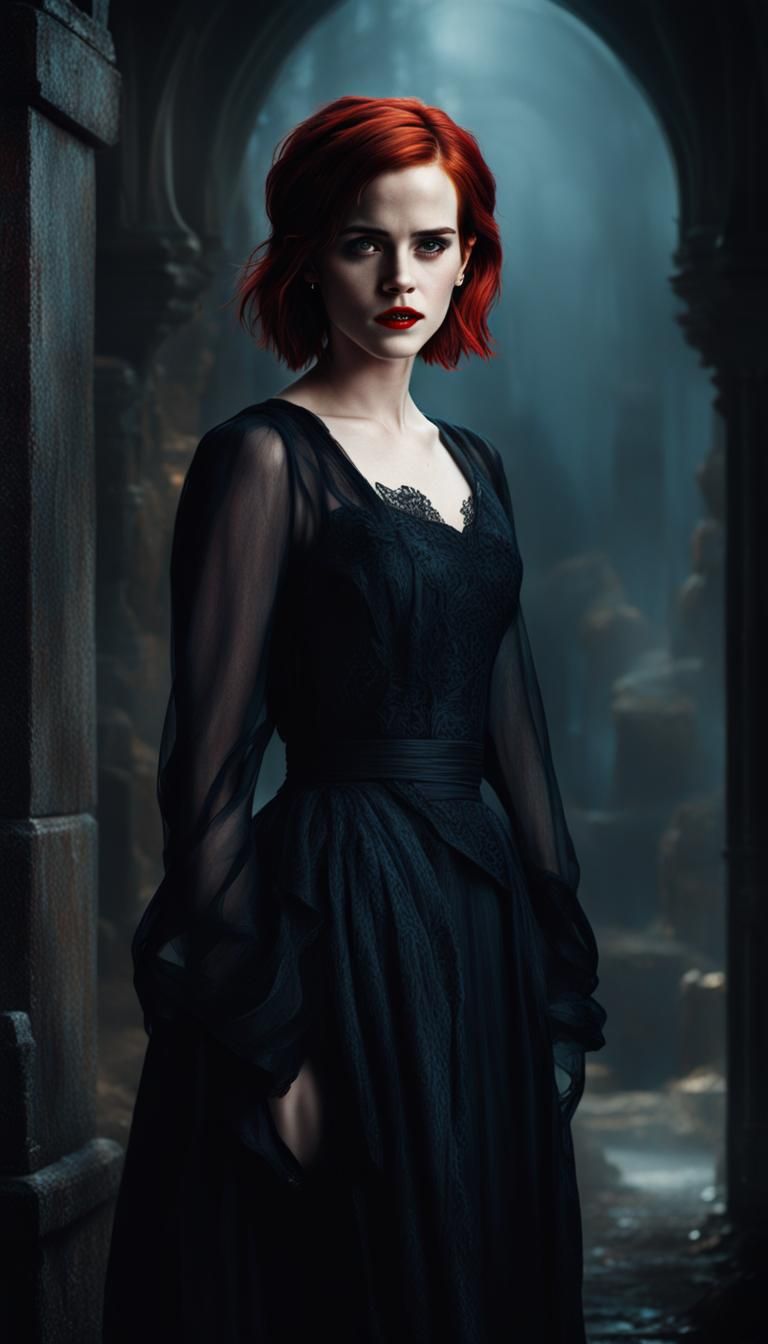 Young Woman with Red Hair, Vivid Portrait