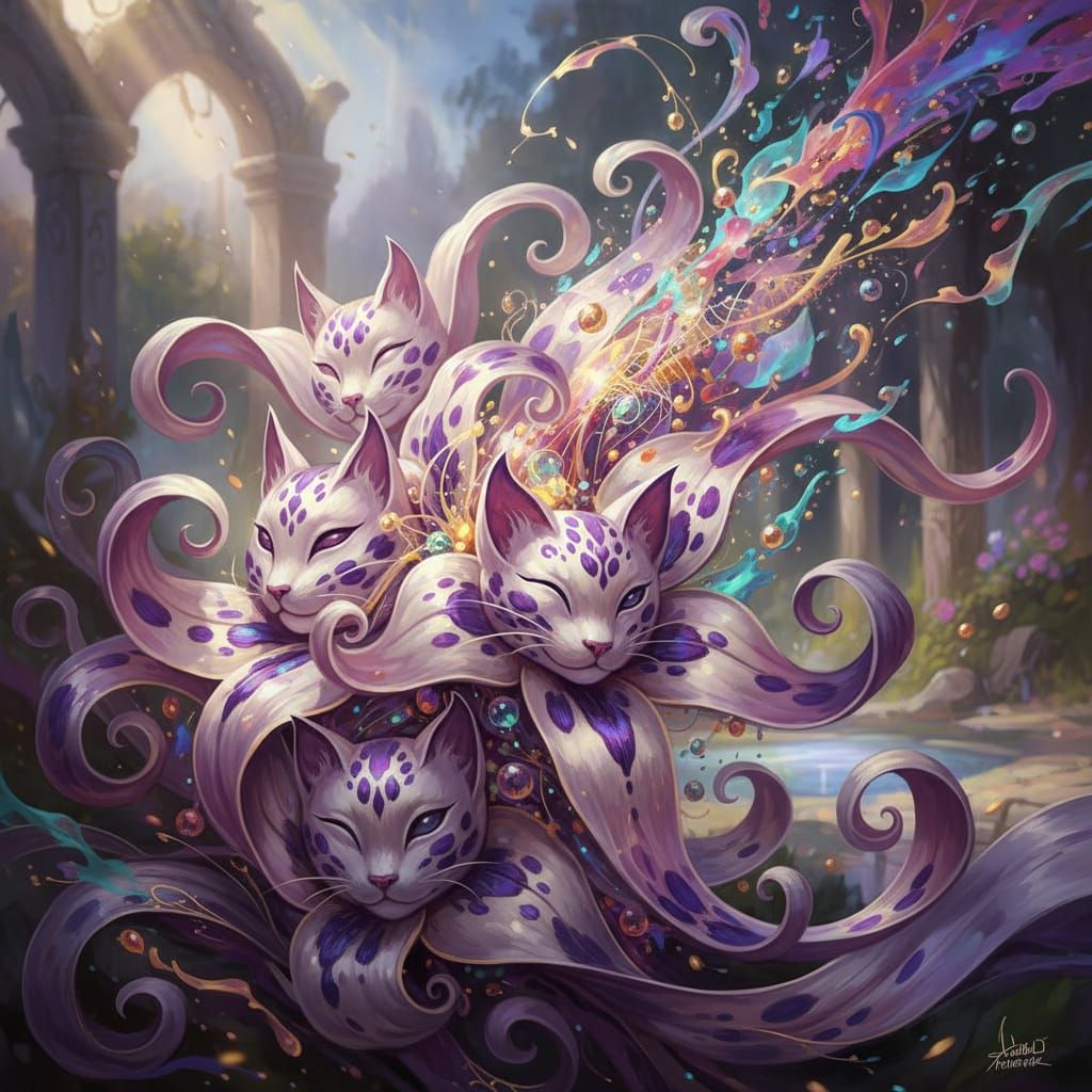 Cat Face Flowers Macro View in Fantasy Concept Art