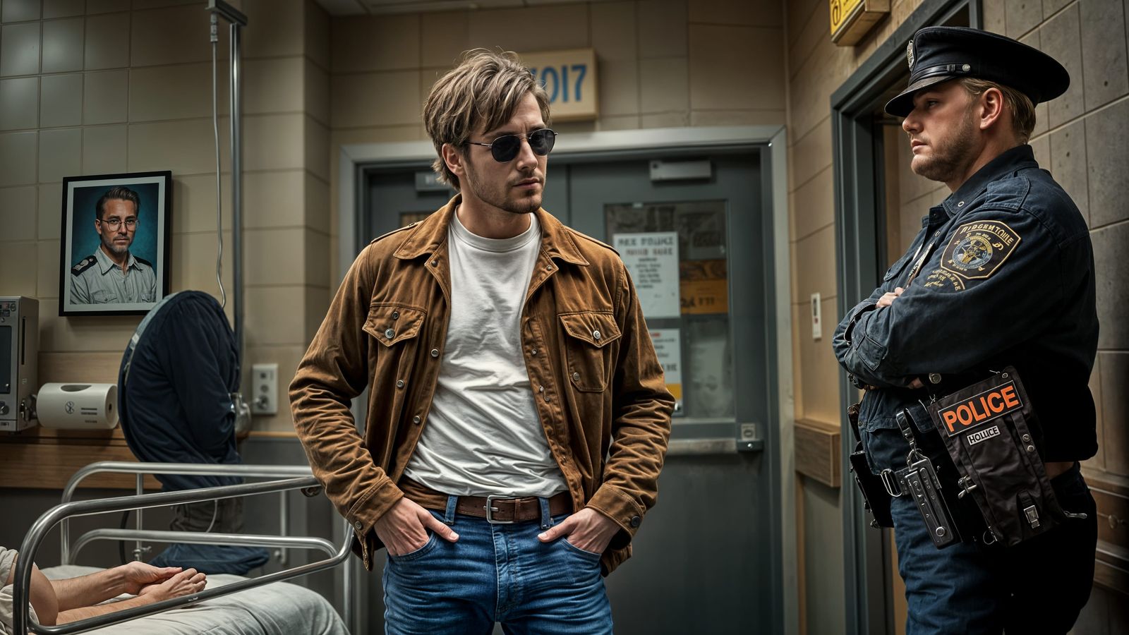 1950s Hipster Questioned by Police in Hospital