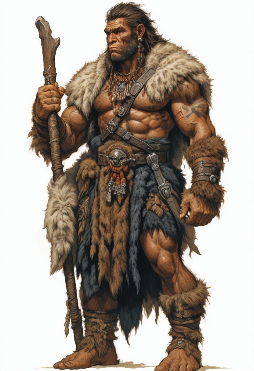 Muscular Barbarian Warrior Illustration in Fantasy Art Style