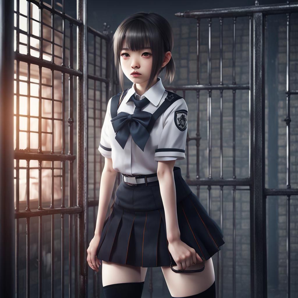 Japanese Girl in Prison: Fantasy Concept Art