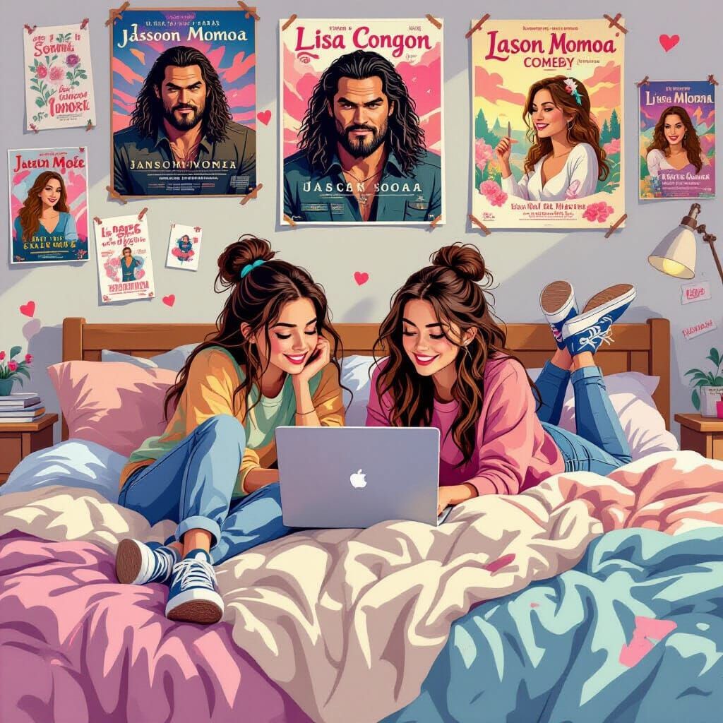 Girls in Messy Room with Movie Posters
