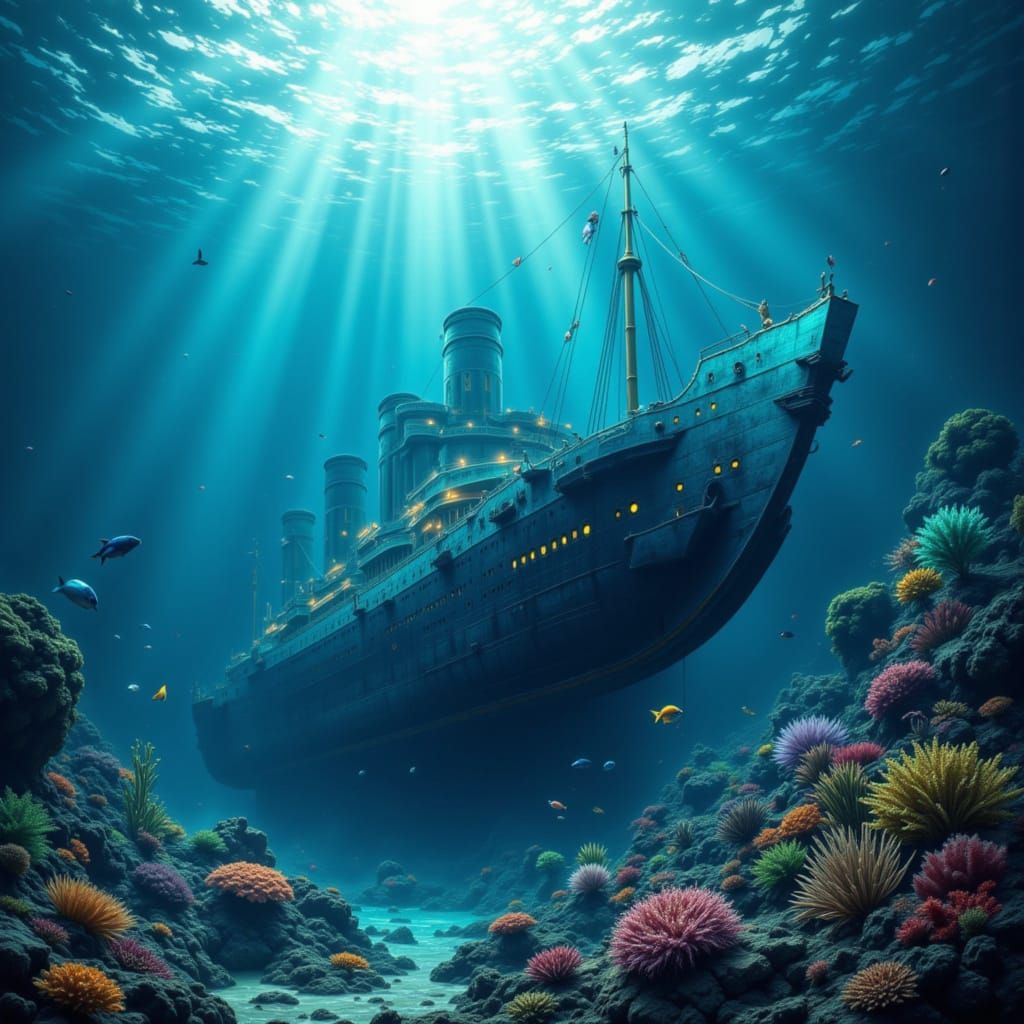 Titanic Underwater: Tarot Card Style